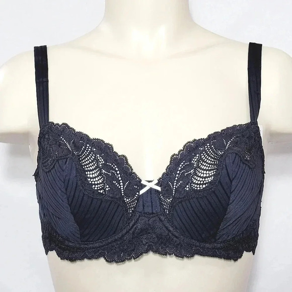 34DDD Paramour 115353 Stripe Delight UW Bra‎ Black NWT - Picture 1 of 11